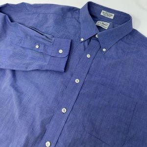 LL Bean Men’s LtBlue Button Down Long Sleeve Single Needle Tailor Sz 17.5-37 T0